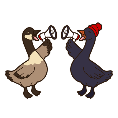 Solidariteitsganzen met megafoons